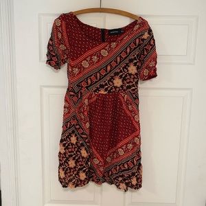 MINKPINK Boho Patterned Dress Red